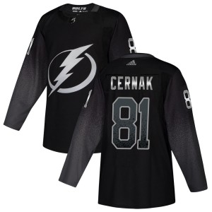 Erik Cernak Men's Adidas Tampa Bay Lightning Authentic Black Alternate Jersey