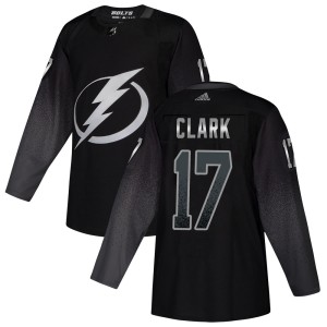 Wendel Clark Men's Adidas Tampa Bay Lightning Authentic Black Alternate Jersey