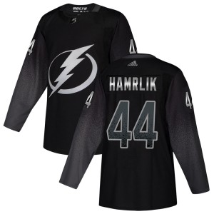 Roman Hamrlik Men's Adidas Tampa Bay Lightning Authentic Black Alternate Jersey