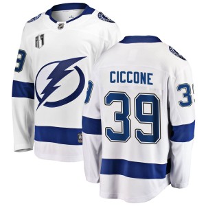 Enrico Ciccone Men's Fanatics Branded Tampa Bay Lightning Breakaway White Away 2022 Stanley Cup Final Jersey