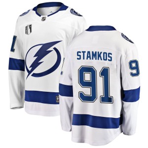 Steven Stamkos Men's Fanatics Branded Tampa Bay Lightning Breakaway White Away 2022 Stanley Cup Final Jersey