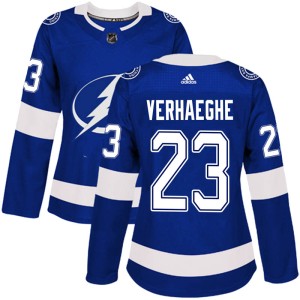 Carter Verhaeghe Women's Adidas Tampa Bay Lightning Authentic Blue Home Jersey