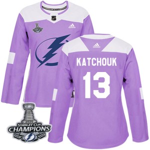 Boris Katchouk Women's Adidas Tampa Bay Lightning Authentic Purple Fights Cancer Practice 2020 Stanley Cup Champions Jersey