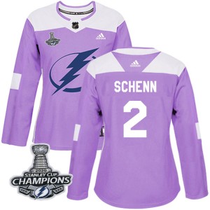 Luke Schenn Women's Adidas Tampa Bay Lightning Authentic Purple Fights Cancer Practice 2020 Stanley Cup Champions Jersey