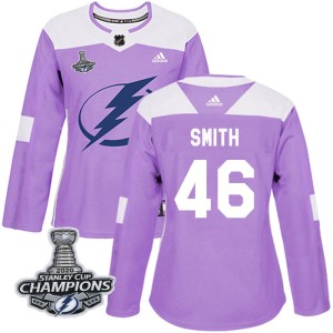 Gemel Smith Women's Adidas Tampa Bay Lightning Authentic Purple Fights Cancer Practice 2020 Stanley Cup Champions Jersey