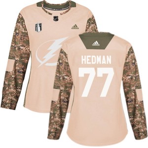 Victor Hedman Women's Adidas Tampa Bay Lightning Authentic Camo Veterans Day Practice 2022 Stanley Cup Final Jersey