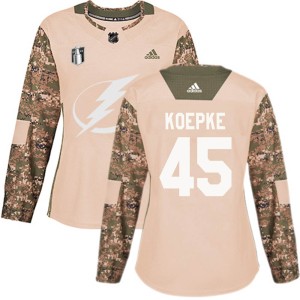 Cole Koepke Women's Adidas Tampa Bay Lightning Authentic Camo Veterans Day Practice 2022 Stanley Cup Final Jersey