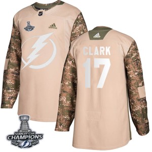 Wendel Clark Men's Adidas Tampa Bay Lightning Authentic Camo Veterans Day Practice 2020 Stanley Cup Champions Jersey