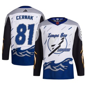 Erik Cernak Men's Adidas Tampa Bay Lightning Authentic White Reverse Retro 2.0 Jersey