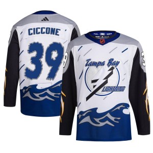 Enrico Ciccone Men's Adidas Tampa Bay Lightning Authentic White Reverse Retro 2.0 Jersey