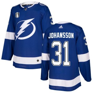 Jonas Johansson Youth Adidas Tampa Bay Lightning Authentic Blue Home 2022 Stanley Cup Final Jersey