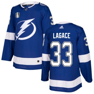 Maxime Lagace Youth Adidas Tampa Bay Lightning Authentic Blue Home 2022 Stanley Cup Final Jersey