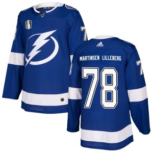 Emil Martinsen Lilleberg Youth Adidas Tampa Bay Lightning Authentic Blue Home 2022 Stanley Cup Final Jersey