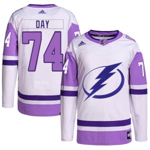 Sean Day Men's Adidas Tampa Bay Lightning Authentic White/Purple Hockey Fights Cancer Primegreen Jersey