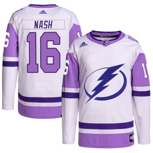 Riley Nash Men's Adidas Tampa Bay Lightning Authentic White/Purple Hockey Fights Cancer Primegreen Jersey
