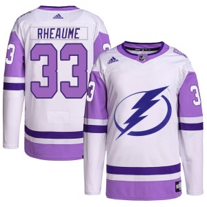 Manon Rheaume Men's Adidas Tampa Bay Lightning Authentic White/Purple Hockey Fights Cancer Primegreen Jersey