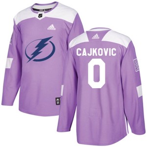 Maxim Cajkovic Youth Adidas Tampa Bay Lightning Authentic Purple Fights Cancer Practice Jersey