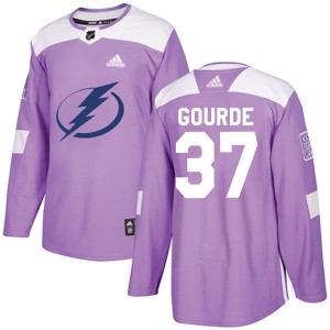 Yanni Gourde Youth Adidas Tampa Bay Lightning Authentic Purple Fights Cancer Practice Jersey