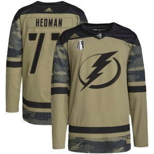 Victor Hedman Men's Adidas Tampa Bay Lightning Authentic Camo Military Appreciation Practice 2022 Stanley Cup Final Jersey