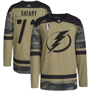 Conor Sheary Men's Adidas Tampa Bay Lightning Authentic Camo Military Appreciation Practice 2022 Stanley Cup Final Jersey