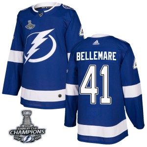 Pierre-Edouard Bellemare Men's Adidas Tampa Bay Lightning Authentic Blue Home 2020 Stanley Cup Champions Jersey