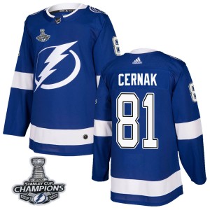Erik Cernak Men's Adidas Tampa Bay Lightning Authentic Blue Home 2020 Stanley Cup Champions Jersey