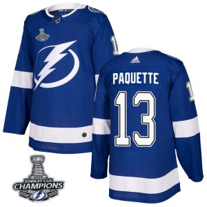 Cedric Paquette Men's Adidas Tampa Bay Lightning Authentic Blue Home 2020 Stanley Cup Champions Jersey