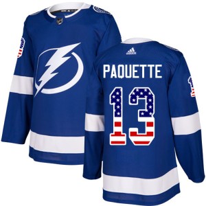 Cedric Paquette Men's Adidas Tampa Bay Lightning Authentic Blue USA Flag Fashion Jersey