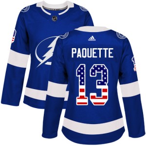 Cedric Paquette Women's Adidas Tampa Bay Lightning Authentic Blue USA Flag Fashion Jersey