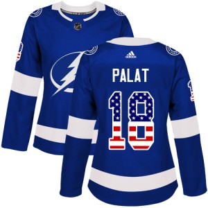 Ondrej Palat Women's Adidas Tampa Bay Lightning Authentic Blue USA Flag Fashion Jersey