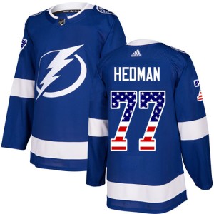 Victor Hedman Men's Adidas Tampa Bay Lightning Authentic Blue USA Flag Fashion Jersey