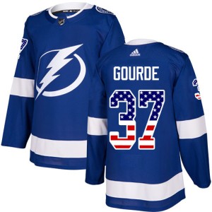 Yanni Gourde Men's Adidas Tampa Bay Lightning Authentic Blue USA Flag Fashion Jersey