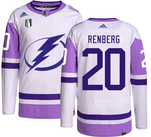 Mikael Renberg Men's Adidas Tampa Bay Lightning Authentic Hockey Fights Cancer 2022 Stanley Cup Final Jersey