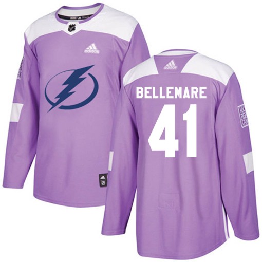 Pierre-Edouard Bellemare Men's Adidas Tampa Bay Lightning Authentic Purple Fights Cancer Practice Jersey