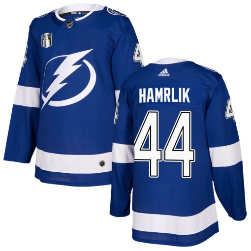 Roman Hamrlik Youth Adidas Tampa Bay Lightning Authentic Blue Home 2022 Stanley Cup Final Jersey