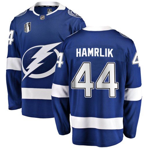 Roman Hamrlik Men's Fanatics Branded Tampa Bay Lightning Breakaway Blue Home 2022 Stanley Cup Final Jersey