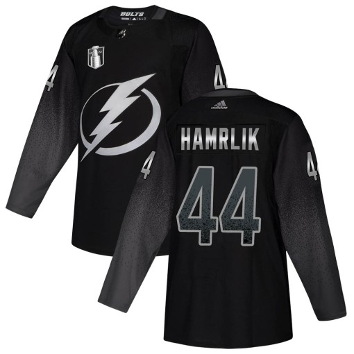 Roman Hamrlik Youth Adidas Tampa Bay Lightning Authentic Black Alternate 2022 Stanley Cup Final Jersey