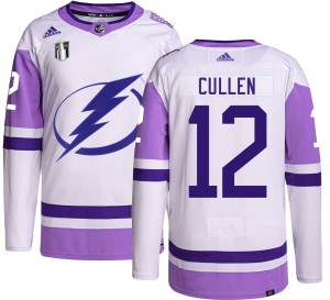 John Cullen Men's Adidas Tampa Bay Lightning Authentic Hockey Fights Cancer 2022 Stanley Cup Final Jersey