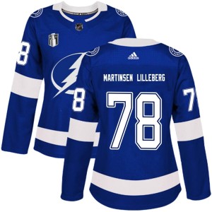 Emil Martinsen Lilleberg Women's Adidas Tampa Bay Lightning Authentic Blue Home 2022 Stanley Cup Final Jersey