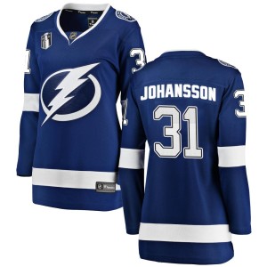 Jonas Johansson Women's Fanatics Branded Tampa Bay Lightning Breakaway Blue Home 2022 Stanley Cup Final Jersey