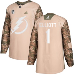 Brian Elliott Men's Adidas Tampa Bay Lightning Authentic Camo Veterans Day Practice 2022 Stanley Cup Final Jersey