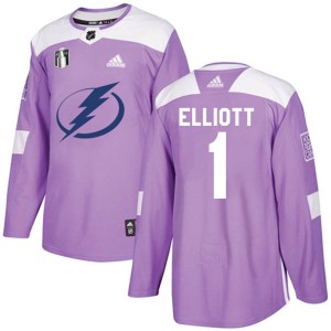 Brian Elliott Men's Adidas Tampa Bay Lightning Authentic Purple Fights Cancer Practice 2022 Stanley Cup Final Jersey