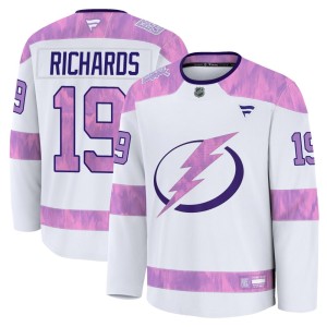 Brad Richards Men's Fanatics Tampa Bay Lightning Premium White 2024 Hockey Fights Cancer Practice Jersey