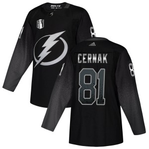 Erik Cernak Men's Adidas Tampa Bay Lightning Authentic Black Alternate 2022 Stanley Cup Final Jersey